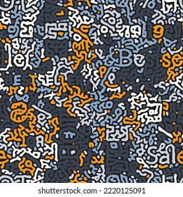 Vector seamless pattern, abstraction and goosebumps, illusion and spreading, particles and worms.