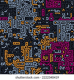 Vector seamless pattern, abstraction and goosebumps, illusion and spreading, particles and worms.