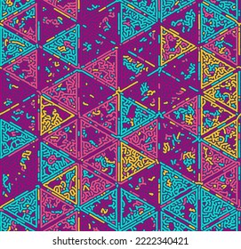 Vector seamless pattern, abstraction and goosebumps, illusion and spreading, particles and worms.