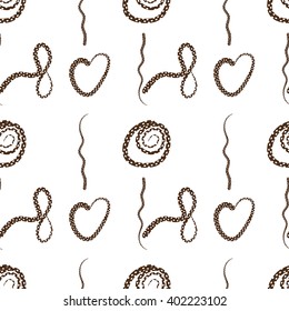 Vector seamless pattern. Abstraction. Heart, abstract flowers. White background