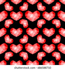 Vector seamless pattern. Abstrakt repeating texture with chaotic hearts. Stylish hipster texture.