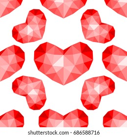 Vector seamless pattern. Abstrakt repeating texture with chaotic hearts. Stylish hipster texture.