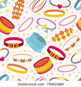 Vector seamless pattern with accessories. All objects are conveniently grouped and easily editable