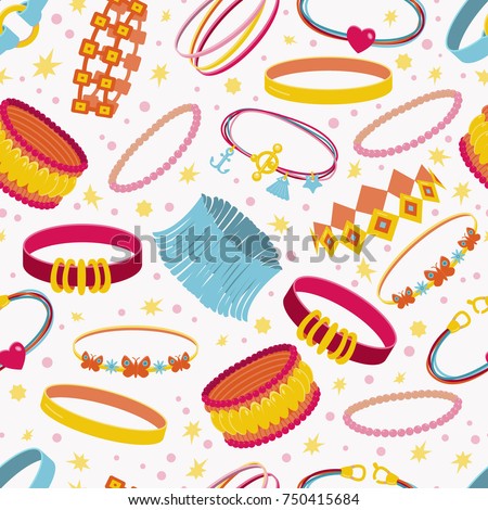 Vector seamless pattern with accessories. All objects are conveniently grouped and easily editable Stock photo © 