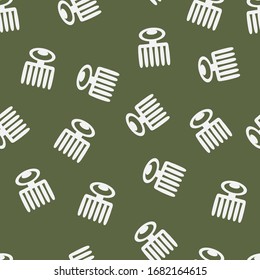 Vector seamless pattern with adinkra characters . Ritual screen printing of African peoples and tribes . Wooden comb, a Symbol of beauty, purity and femininity. Artistic hand drawn fabric .