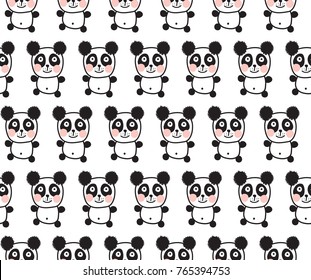 vector seamless pattern with adorable panda bears