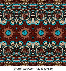 Vector seamless pattern african art batik ikat. Ethnic ptint vintage design. Bohemian border
