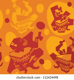 Vector seamless pattern with african drummer