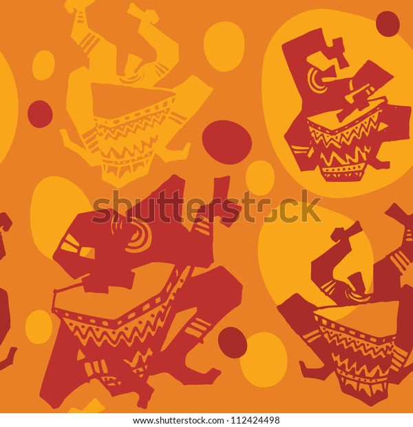 Vector seamless\
pattern with african\
drummer