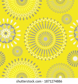 Vector seamless pattern with African geometric ornament. Authentic background in color of the year 2021.