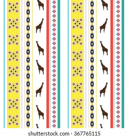 Vector seamless pattern. African patterns. Africa. Giraffe. Geometric shapes