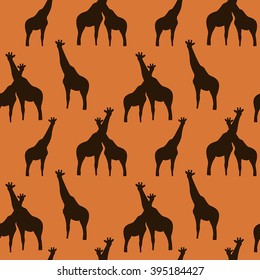 Vector seamless pattern. African patterns. Africa. Giraffe. Orange background