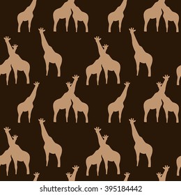 Vector seamless pattern. African patterns, Africa. Giraffe. Brown background