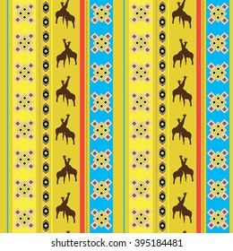 Vector seamless pattern. African patterns. Africa. Giraffe. The geometric shapes. Mustard background