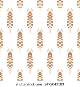 Patrón sin costura de Vector con trigo de la agricultura, orejas de cereal. Trigo Orgánico, Orejas De Arroz. Plantilla de diseño de oreja de grano para pan, envasado de cerveza, agricultura, concepto de alimentos orgánicos