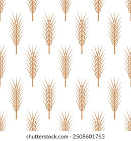 Vector Seamless Pattern with Agriculture Wheat and Cereal Ears. Organic Wheat, Rice Ear Design Template. Bread, Beer Packaging, Farming, Organic Food Concepts