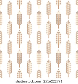 Vector Seamless Pattern with Agriculture Wheat and Cereal Ears. Organic Wheat, Rice Ear Design Template. Bread, Beer Packaging, Farming, Organic Food Concepts