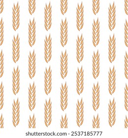 Vector Seamless Pattern with Agriculture Wheat and Cereal Ears. Organic Wheat, Rice Ear Design Template. Bread, Beer Packaging, Farming, Organic Food Concepts