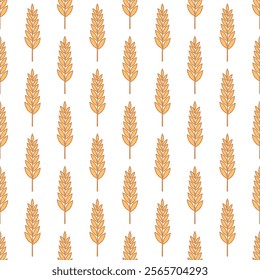 Vector Seamless Pattern with Agriculture Wheat and Cereal Ears. Organic Wheat, Rice Ear Design Template. Bread, Beer Packaging, Farming, Organic Food Concepts