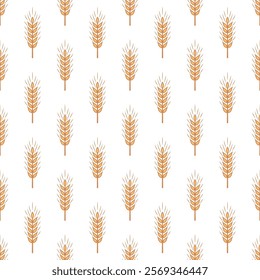 Vector Seamless Pattern with Agriculture Wheat and Cereal Ears. Organic Wheat, Rice Ear Design Template. Bread, Beer Packaging, Farming, Organic Food Concepts