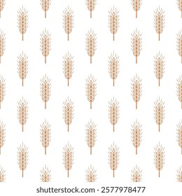 Vector Seamless Pattern with Agriculture Wheat and Cereal Ears. Organic Wheat, Rice Ear Design Template. Bread, Beer Packaging, Farming, Organic Food Concepts