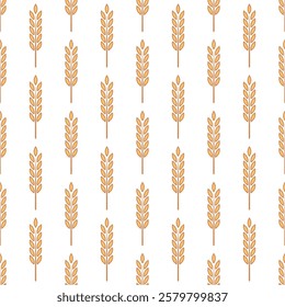 Vector Seamless Pattern with Agriculture Wheat and Cereal Ears. Organic Wheat, Rice Ear Design Template. Bread, Beer Packaging, Farming, Organic Food Concepts