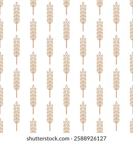 Vector Seamless Pattern with Agriculture Wheat and Cereal Ears. Organic Wheat, Rice Ear Design Template. Bread, Beer Packaging, Farming, Organic Food Concepts