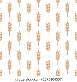 Vector Seamless Pattern with Agriculture Wheat and Cereal Ears. Organic Wheat, Rice Ear Design Template. Bread, Beer Packaging, Farming, Organic Food Concepts