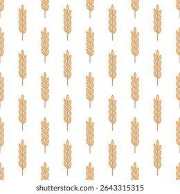 Vector Seamless Pattern with Agriculture Wheat and Cereal Ears. Organic Wheat, Rice Ear Design Template. Bread, Beer Packaging, Farming, Organic Food Concepts