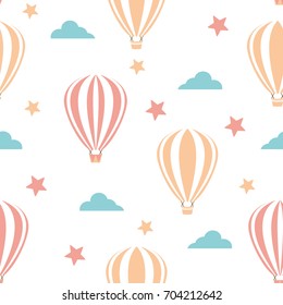 Vector Seamless Pattern Air Balloons Clouds Stock Vector (Royalty Free ...