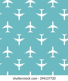 Vector seamless pattern, airplane in the blue sky, Editable can be used for web page backgrounds, pattern fills