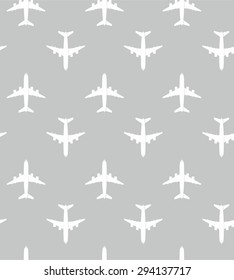 Vector seamless pattern, airplane in the gray sky, Editable can be used for web page backgrounds, pattern fills