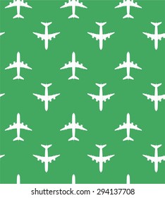 Vector seamless pattern, airplane in the green sky, Editable can be used for web page backgrounds, pattern fills