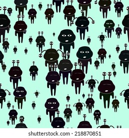 Vector seamless pattern with aliens