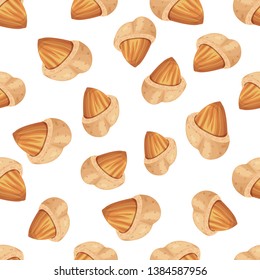 vector seamless pattern with almond nuts