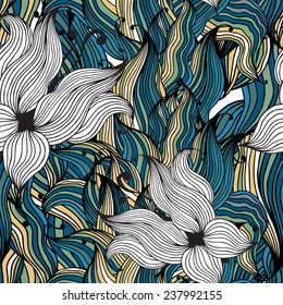 Vector seamless pattern of aloe petals