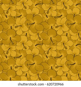Vector seamless pattern. Aloha Hawaii, Luau Party invitation with yellow hibiscus flowers. Best creative design for poster, flyer, presentation. Aloha T-Shirt design.