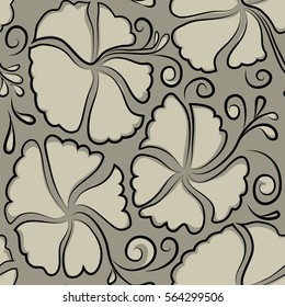 Vector seamless pattern. Aloha T-Shirt design. Aloha Hawaii, Luau Party invitation with neutral hibiscus flowers. Best creative design for poster, flyer, presentation.
