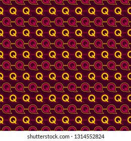 Vector seamless pattern of alphabet letter Q