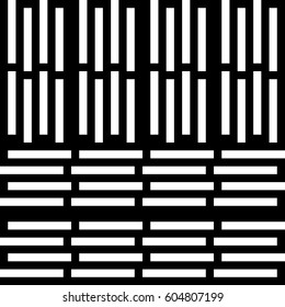 Vector seamless pattern. Alternating background, modern design template with striped curling black white lines. Backdrop, texture with optical illusion. Horizontal decoration in op art style.