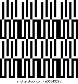 Vector seamless pattern. Alternating background, modern design template with striped curling black white lines. Backdrop, texture with optical illusion. Horizontal decoration in op art style.