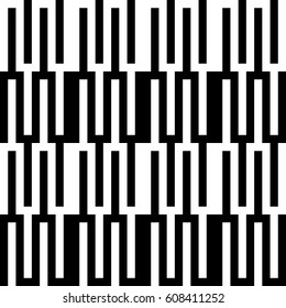 Vector seamless pattern. Alternating background, modern design template with striped curling black white lines. Backdrop, texture with optical illusion. Horizontal decoration in op art style.