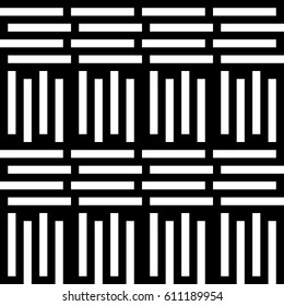 Vector seamless pattern. Alternating background, modern design template with striped curling black white lines. Backdrop, texture with optical illusion. Horizontal decoration in op art style.