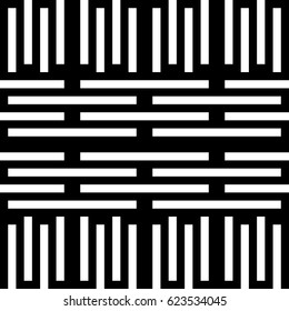 Vector seamless pattern. Alternating background, modern design template with striped curling black white lines. Backdrop, texture with optical illusion. Horizontal decoration in op art style.