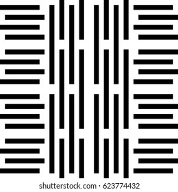 Vector seamless pattern. Alternating background, figurative design with striped black white lines. Backdrop, texture with mechanical geometry. Vertical industrial tile, lattice, grille.