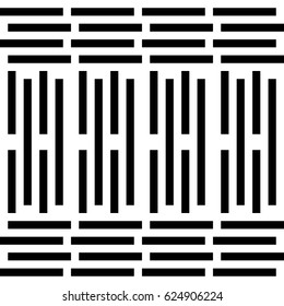 Vector seamless pattern. Alternating background, modern design template with striped curling black white lines. Backdrop, texture with optical illusion. Horizontal decoration in op art style.