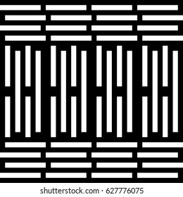 Vector seamless pattern. Alternating background, modern design template with striped curling black white lines. Backdrop, texture with optical illusion. Horizontal decoration in op art style.