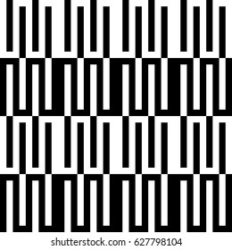 Vector seamless pattern. Alternating background, modern design template with striped curling black white lines. Backdrop, texture with optical illusion. Horizontal decoration in op art style.