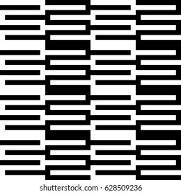 Vector seamless pattern. Alternating background, modern design template with striped curling black white lines. Backdrop, texture with optical illusion. Horizontal decoration in op art style.