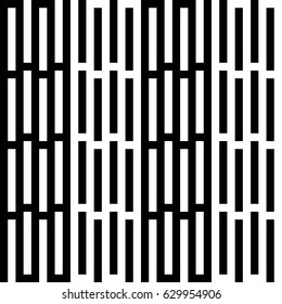 Vector seamless pattern. Alternating background, figurative design with striped black white lines. Backdrop, texture with mechanical geometry. Vertical industrial tile, lattice, grille.